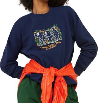 Parks Project Catskills Bear Buds Embroidered Crewneck Sweatshirt In Navy