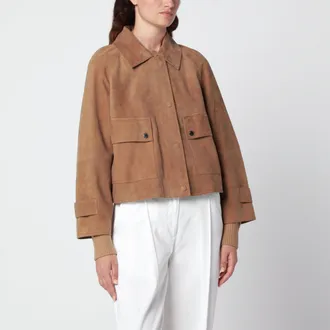 Max Mara Giacca nocciola in morbido suede