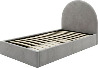 Muemue Cama Tapizada Con Almacenamiento Aglomerado Gris 96x97x205cm