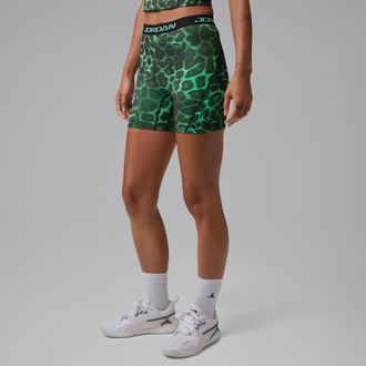 Nike Jordan Womens Jordan Sport Dri-FIT High-Waisted 5 Printed Shorts in Green | IF3491-342