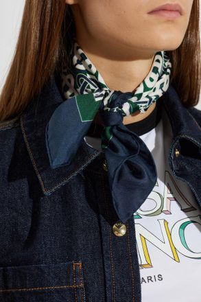 Casablanca Silk Scarf With Monogram, Unisex, Navy Blue