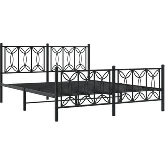 vidaXL Estructura Cama Sin Colch&oacute;n Con Estribo Metal Negro 150x200 Cm Vidaxl