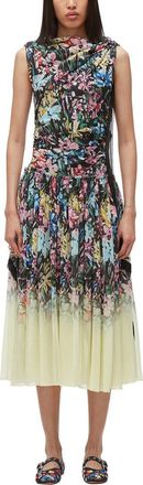 3.1 Phillip Lim Flowerworks Chiffon Degrade Liberty Draped Silk-Blend Midi Dress