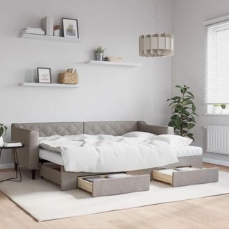 vidaXL Vidaxl - Sof&aacute; Cama Nido Con Cajones Tela Gris Taupe 80x200 Cm