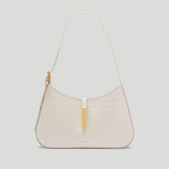 DeMellier The Tokyo in Off-White Croc-Effect Leather Shoulder bag