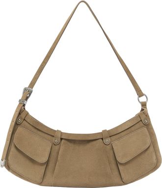 Pinko Pocket Body Suede Shoulder Bag With Pockets