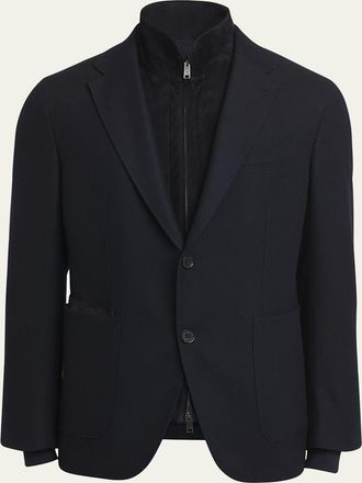 Ermenegildo Zegna Mens Trofeo Blazer with Suede Bib