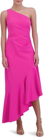 Eliza J One-Shoulder Midi Cocktail Dress in Pink at Nordstrom Rack, Size 10