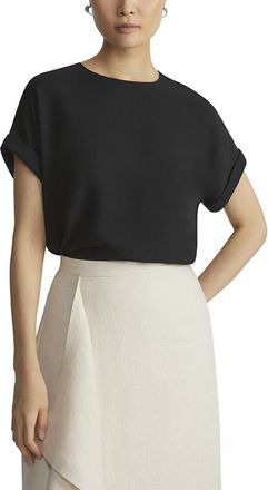 Lafayette 148 New York Cuffed Short Sleeve Silk Blouse