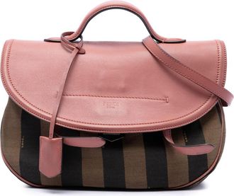 Fendi Pre-owned Fendi Pequin Canvas and Leather Top Handle Bag Ladies C5K90SVYBNCI5XR9