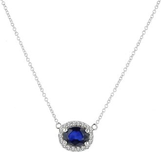 Diana M. Jewels 0.15ctw Diamond and Sapphire Pendant on 14k White Gold