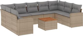 vidaXL Juego De Sof&aacute;s Jard&iacute;n Con Cojines Beige 10 Pzas Rat&aacute;n Sint&eacute;tico Vidaxl