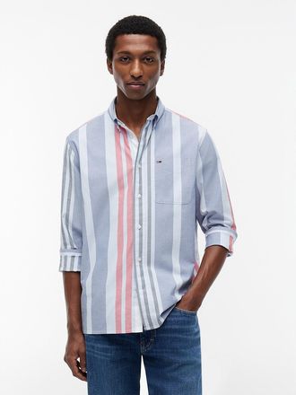 Tommy Hilfiger Mens Tommy Jeans Striped Oxford Shirt - Blue Multi Stripe - XXL