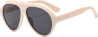 Generic Mens Large Frame Outdoor Sunglasses Womens Sports Vacation Driving Sun Glasses(Beige)