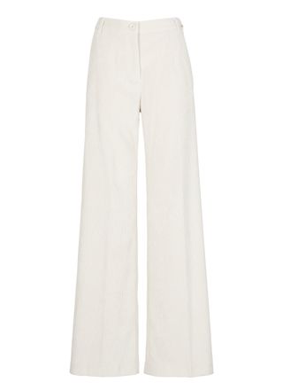 Herno Ivory Wide-Leg Corduroy Pants