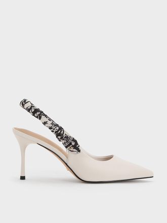 Charles & Keith Tayari Leather Scarf-Strap Slingback Pumps