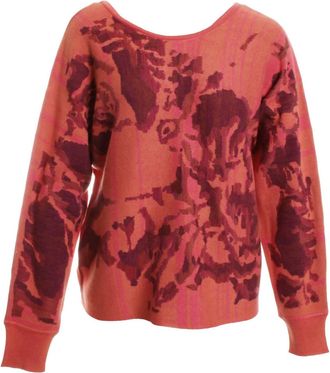 Tribal Womens Wear 2 Ways Jacquard Sweater In Coral Blaze