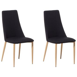 Beliani Beliani - Conjunto De 2 Sillas De Comedor De Poli&eacute;ster Negro Madera Clara Moderno Clayton