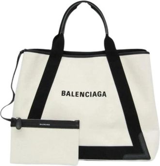 Balenciaga Pre-owned Navy Cabas Tote - Dames - Vintage Shopper - Wit - ONE Size - Vintage