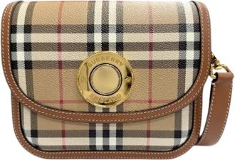 Burberry Pre-owned Elizabeth Check Leather Shoulder Bag - Dames - Vintage Schoudertas - Beige - ONE Size - Leer - Vintage