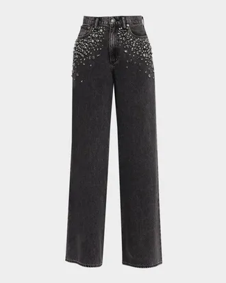 Rag & Bone Featherweight Sofie Embellished Wide Jeans