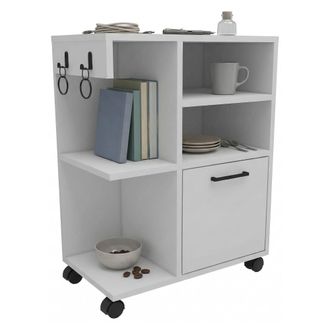 Dmora Armario Multiusos 1 Puerta, 5 Estantes, Blanco, 81x60h Cm