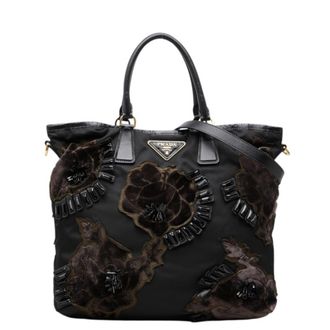 Prada Black Nylon Shoulder Bag Tote Bag (Pre-Owned)