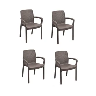 Dmora Dmora Sedia Da Esterno Viterbo, Seduta Da Giardino, Sedia Per Tavolo Da Pranzo, Poltrona Outdoor Effetto Rattan, 100 % Made In Italy, Set Da 4, Cm 54x