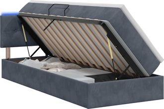 vidaXL Cama De Almacenamiento Led Con Colch&oacute;n Gris Oscuro 100 X 200 Cm Vidaxl