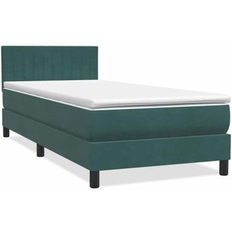 vidaXL Cama Box Spring Con Colch&oacute;n Terciopelo Verde Oscuro 80x220 Cm Vidaxl