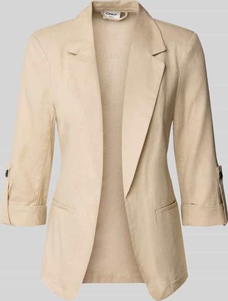 Only Loose Fit Blazer aus Viskose-Leinen-Mix Modell CARO in Sand, Gr&ouml;&szlig;e 38