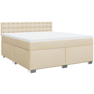 vidaXL Cama Box Spring Con Colch&oacute;n Tela Color Crema 180x200 Cm Vidaxl