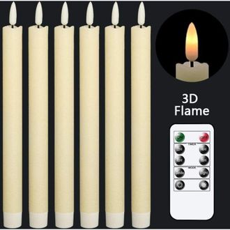 OEM Juego De 6 Velas Led Intermitentes A Pilas Con Mando A Distancia Y Mechas Con Efecto C&aacute;lido 3d Para Ventanas, Hechas De Cera Aut&eacute;ntica, Para Decoraci&oacute;