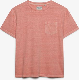 Superdry Rundhalsshirt SUPERDRY COTTON CLASSIC LINEN PKT TEE, Herren, Gr. XXL, coastal coral, Single Jersey, Obermaterial: 80% Baumwolle, 20% Leinen, unifarben
