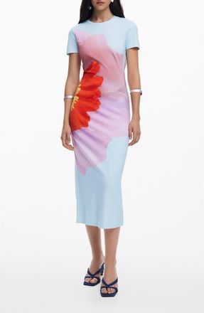 Desigual Short Sleeve Midi Dress in Blue at Nordstrom, Size Medium
