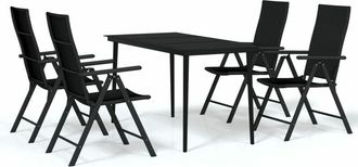 vidaXL Juego De Comedor Para Jard&iacute;n 5 Piezas Negro Vidaxl