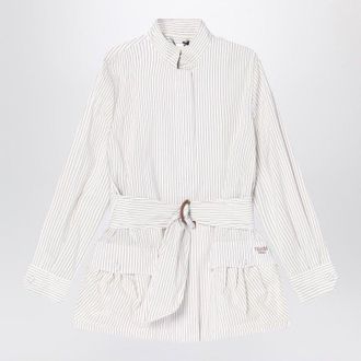 Fendi Wit Gestreepte Katoenen En Zijden Blouson