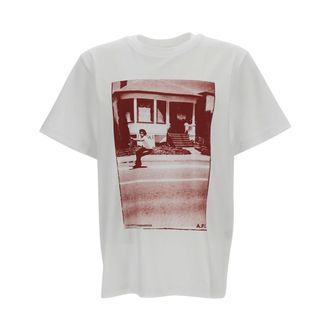A.P.C. T-Shirts, male, White, Size: M Maglietta girocollo