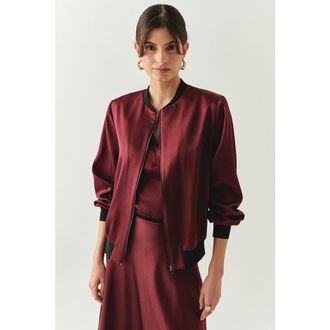 Exquise Lacey Bomber Jacket in Burgundy at Nordstrom, Size Xx-Large