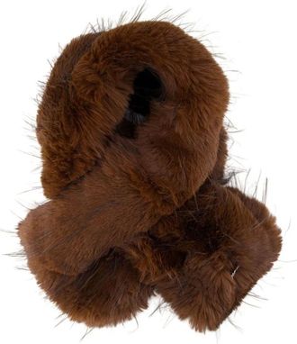 Ganni Stola in finta pelliccia a pelo dritto - - Accessories - Donna - Marrone - ONE SIZE