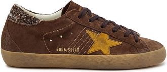 Golden Goose Super-star Glittered Suede Sneakers - Brown - 41 (IT41 / UK8)