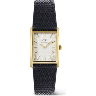 Daniel Wellington Bound Tank Leather Strap Watch, 24mm x 35mm in Gold-Tone at Nordstrom