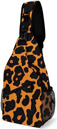 Generic Leopard Skin Pattern Mens Crossbody Chest Sling Bag for Travel Hiking Lightweight Shoulder Bags with Small Side