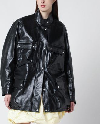 Prada Peacoat in black antiqued leather