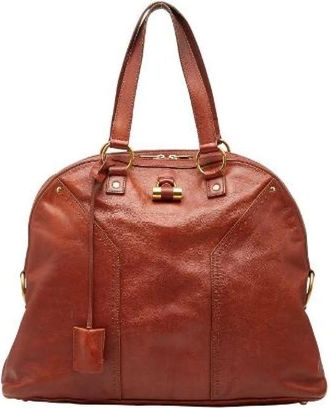 Saint Laurent Pre-owned Handbags, female, Brown, Size: ONE SIZE Pre-owned Leather Handbag