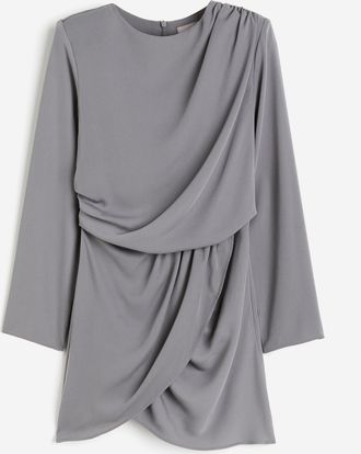 H&M Drapiertes Kleid - Grau