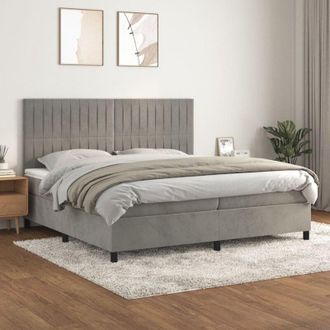 vidaXL Vidaxl - Cama Box Spring Con Colch&oacute;n Terciopelo Gris Claro 200x200 Cm