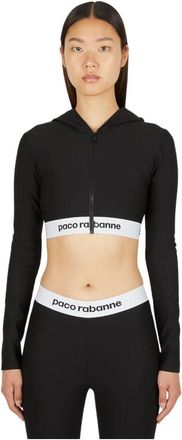Paco Rabanne Cropped Hoodie - Dames - Hoodies - Zwart - XS - Hoodies & sweatvesten