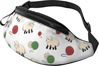 Generic Sheep With Ball Of Yarn Waist Packs Waist Pack Fashion Bumbags For Cycling Running Ladies 14X35Cm