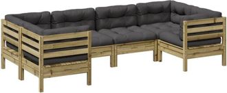 vidaXL 6 Piece Garden Sofa Set with Cushions Impregnated Wood Pine vidaXL